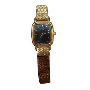 Vintage Seiko Quartz Women’s Gold Tone Watch – Black Dial‎ (Untested) 💛
